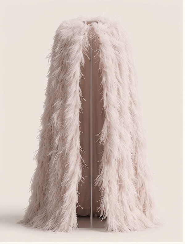 Voluminous Blush Feather Cape